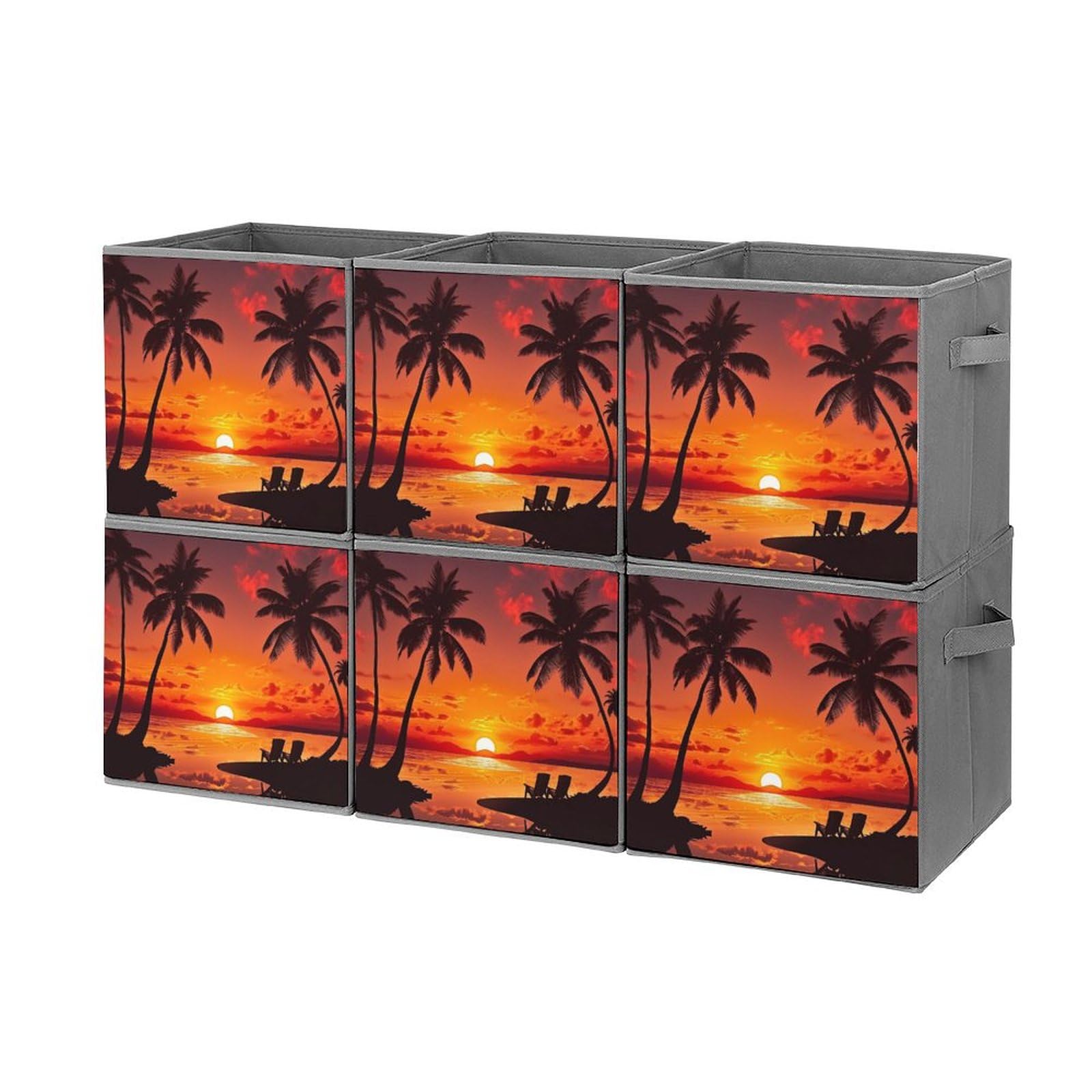 Lot de 6 bacs de rangement pliables ouverts avec poignées pour maison et bureau