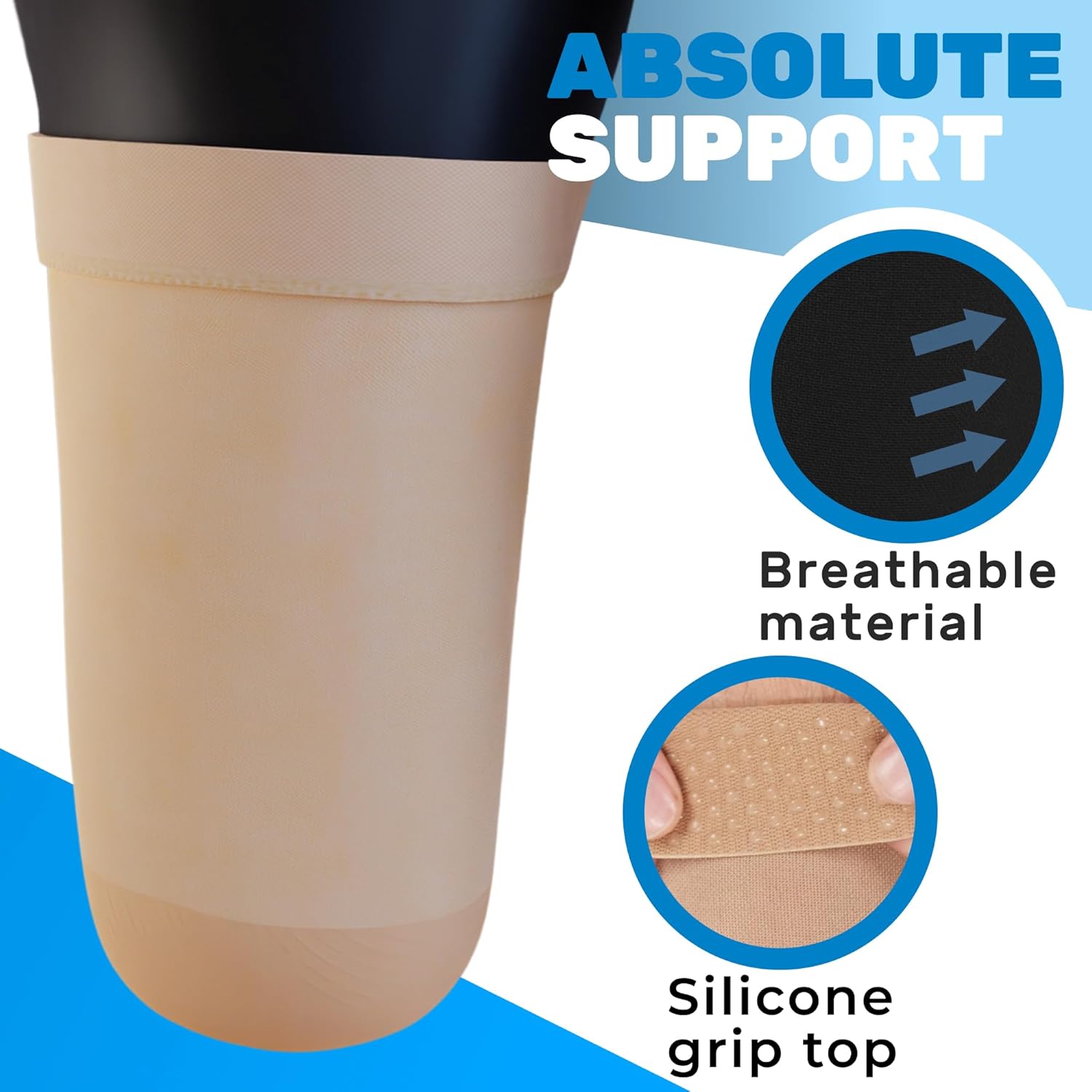 ABSOLUTE SUPPORT Above Knee Amputee Compression Socks Prosthetic Stump Shrinker, Post-Amputation 20-30 mmHg, A520 Large Beige image 5 of 7 B0CXYXSJ6R