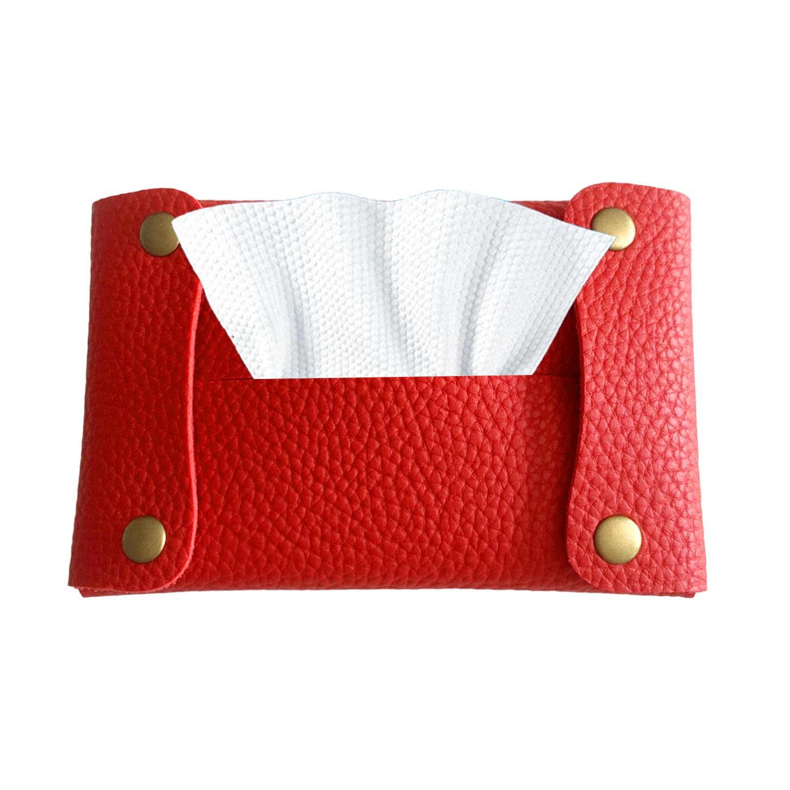 CALFOVERA Porte Mouchoirs De Poche En Cuir PU Pour Sac à Main Étui De Rangement Portable Pour Papier Hygiénique Sacs Boîte à Serviettes Étanche Pochette Réutilisable En Cuir Marron Foncé