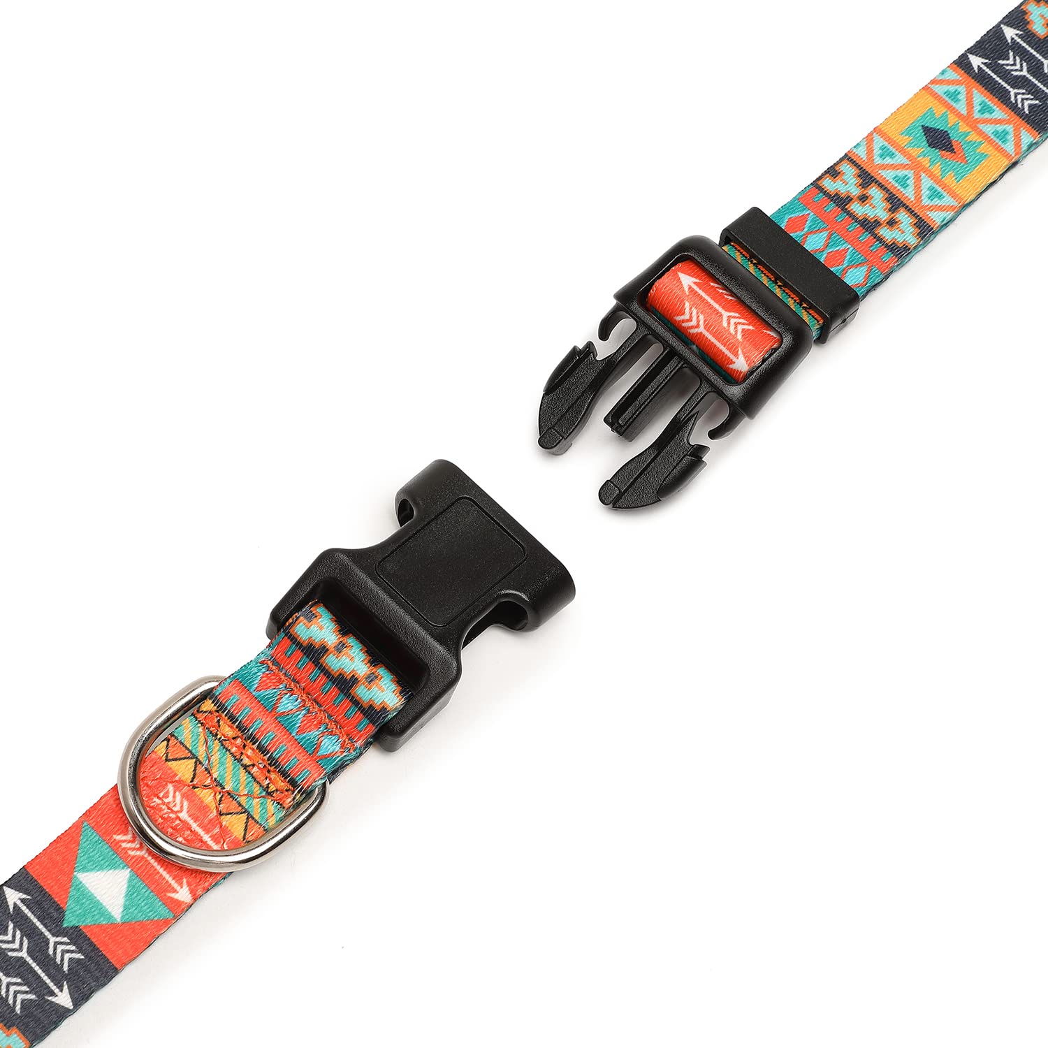 Adjustable Dog Collar with Patterns, Ultra Comfy Soft Nylon Breathable Pet Collar for Small Medium Large Dogs (L, Floral Orange) — view 161