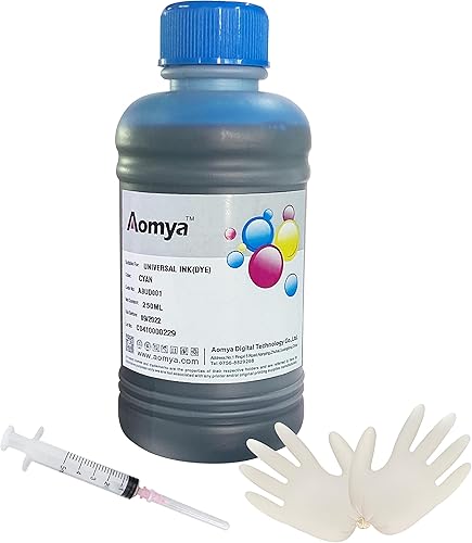 Aomya Kit de recarga de tinta de 8.5 fl oz cian, tinta universal a granel para impresoras de inyección de tinta Canon HP Epsn Brother, cartucho