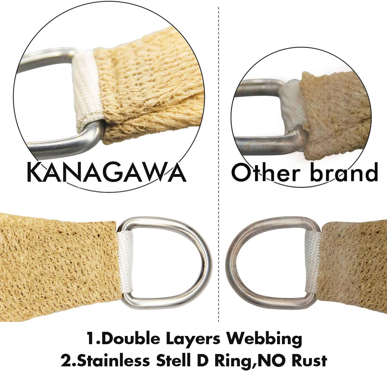 KANAGAWA 9'X9' Sand Custom Size Sun Shade Sail Square 185GMS KW1212 UV Block Canopy Cover for Patio and Garden (Customized Available)