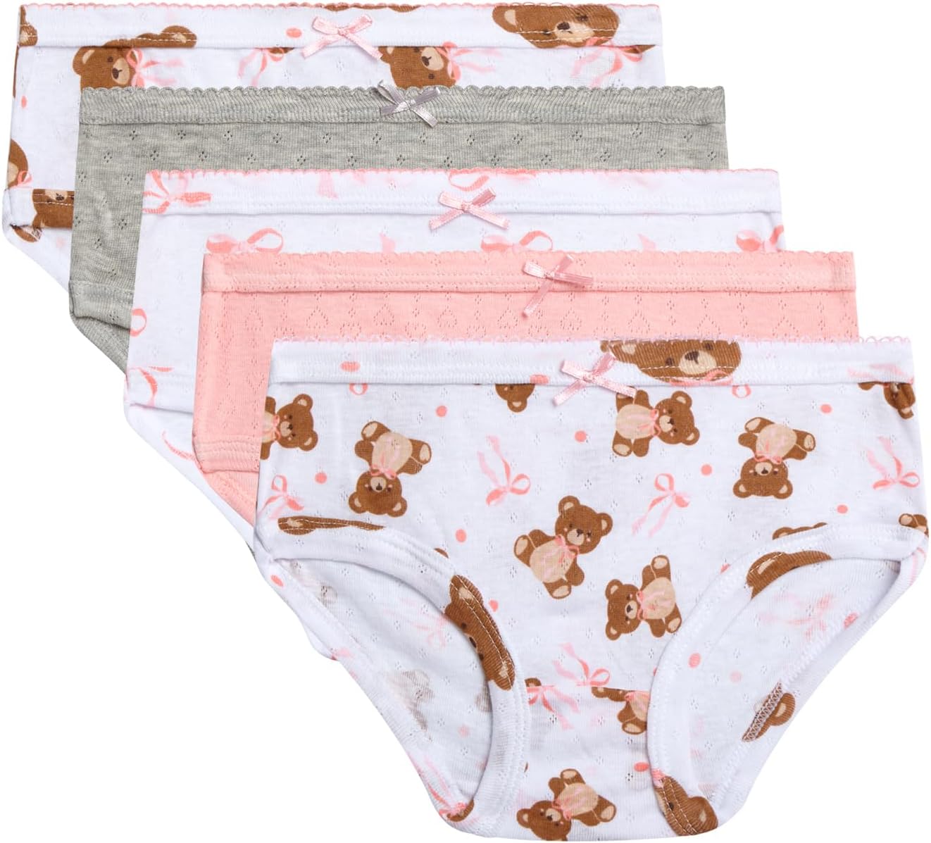 Princess Rose Toddler Girls Pointelle Underwear 5 Pack Knit Panties (2T-4T)