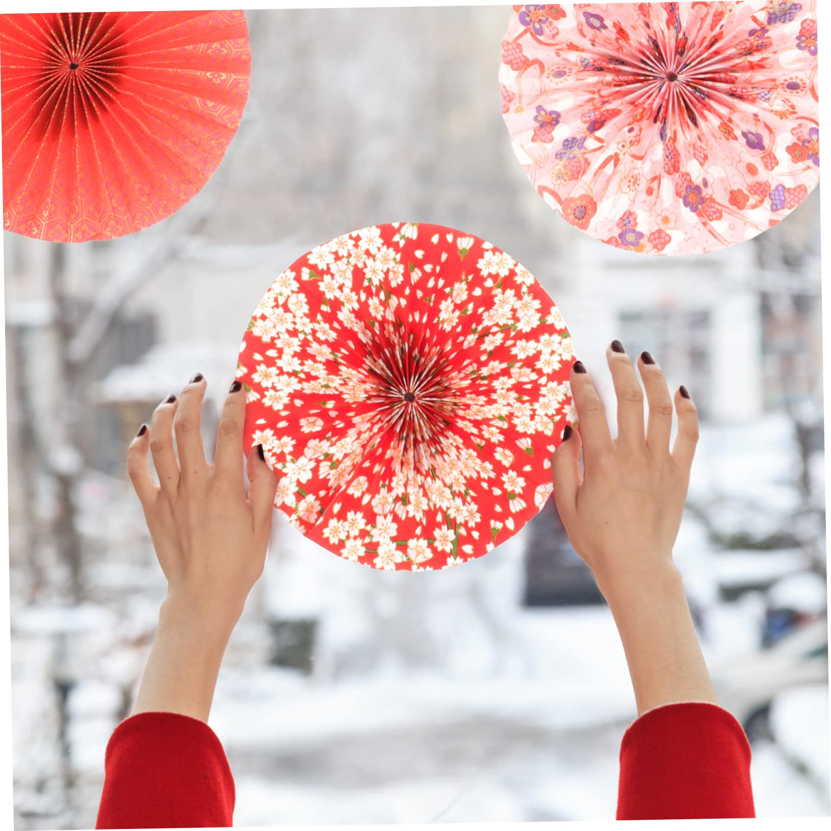 TOPBATHY 30 STK Fächerblume aus japanischem Papier Rotes rotes Partyzubehör Klebeband doppelseitig Double Sided Tape Dekoration Hochzeitsdeko Hochzeitspapier-Fans Papierfans basteln