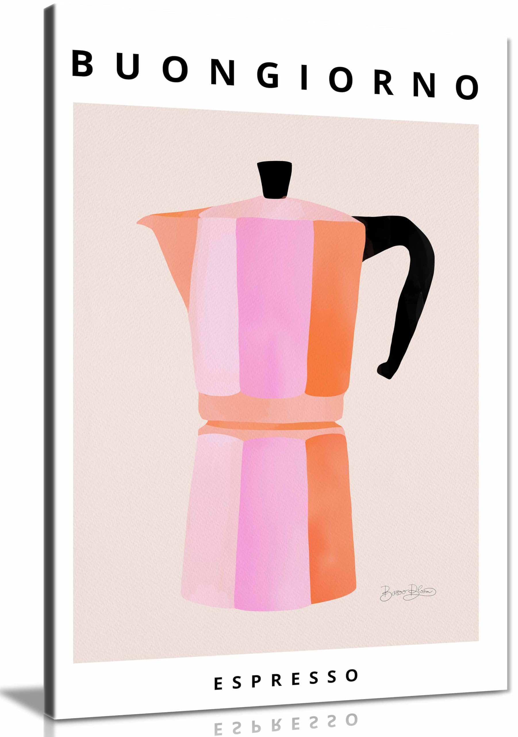 Panther Print Framed Canvas Buongiorno Espresso Print, Pictures For Home Walls, Bedroom, Living Room & Bathroom Decor 61X41cm (24X16in)