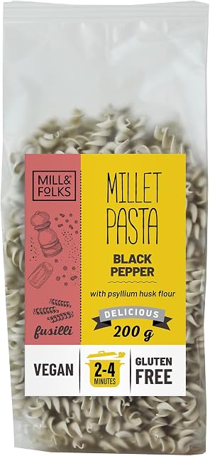 Mill & Folks Millet Pasta Fusilli Black Pepper 200g | Vegan & Gluten-Free