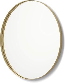 Better Bevel Wall Mirror | Bathroom Vanity Mirror | Gold Metal Frame | 30" x 30" Round
