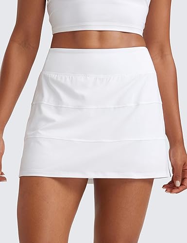 Miniatura 2 de CRZ YOGA Faldas de tenis de cintura alta para mujer con 3 bolsillos, línea A, ligeras, bonitas, atléticas, casuales, faldas pantalón