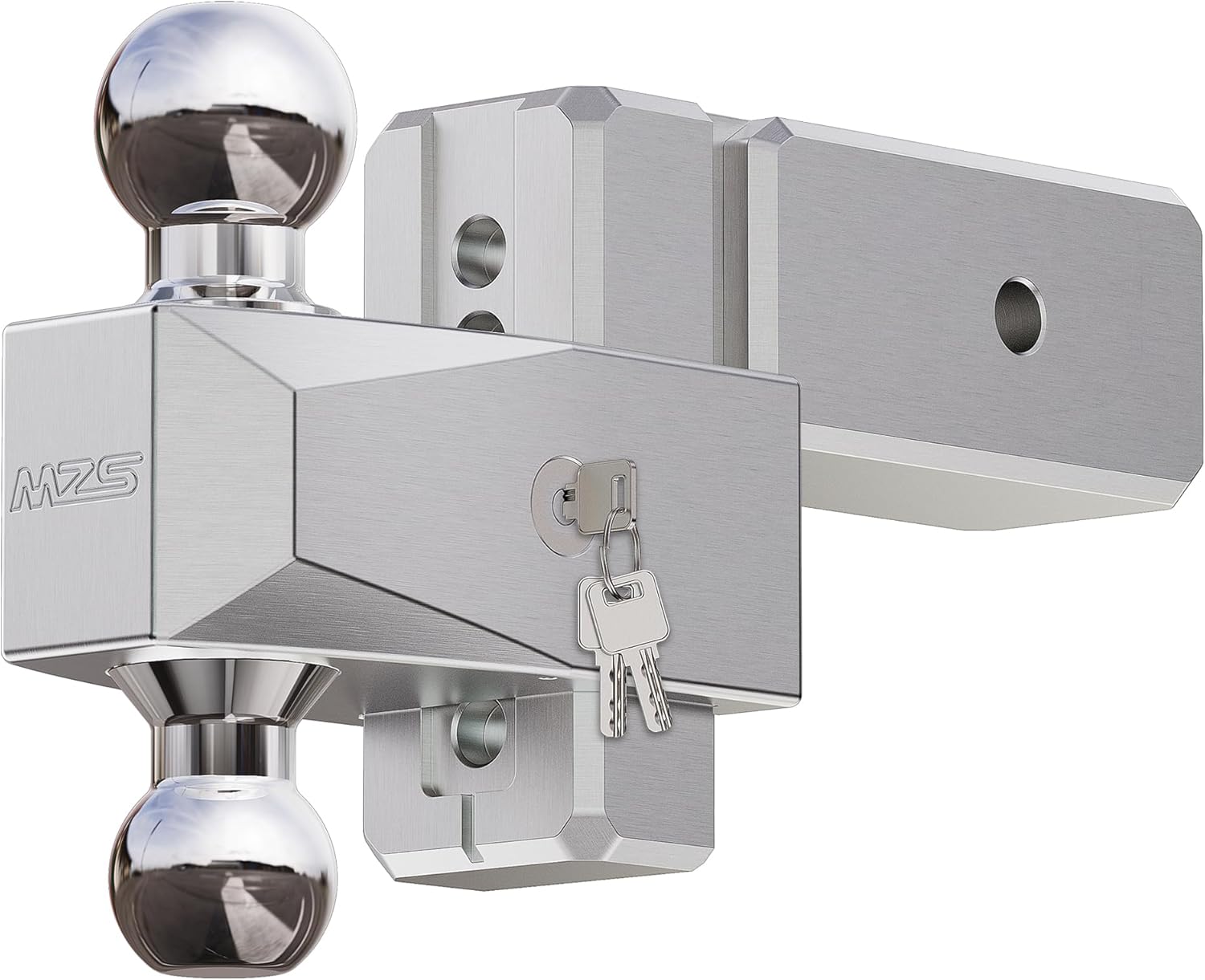 MZS Aluminum Adjustable Trailer Hitch + Winch Snatch Block Pulley Ring Compatible with ATV UTV SUV Truck