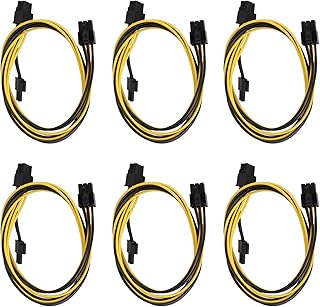 6pcs cabo de alimentação gpu pcie 6 pinos a 8 pinos macho para fonte de alimentação macho, acessórios para tt para ocz, cabo de alimentação gpu, núcleo de fio grosso de cobre completo 18 awg  
