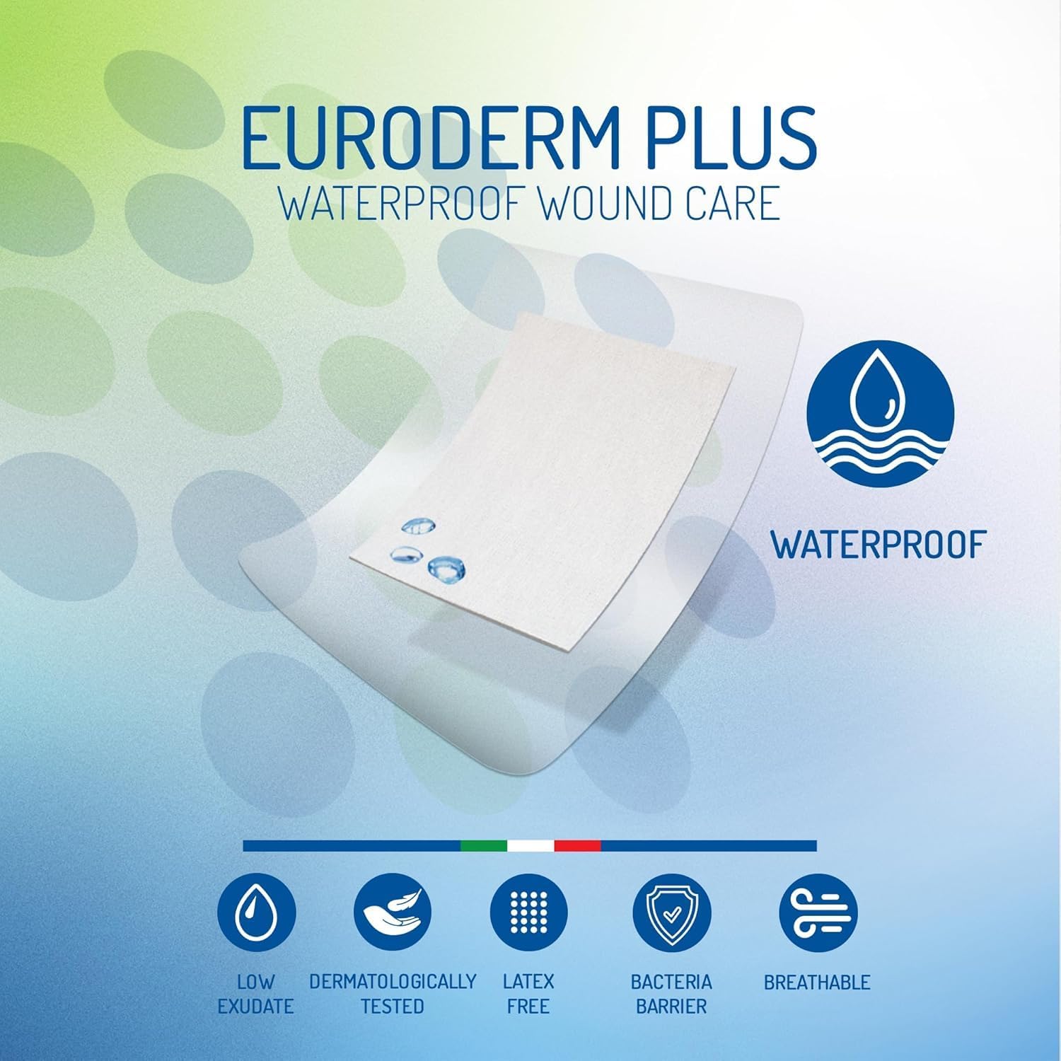 Euroderm Plus- 2 3/8 x 2 ¾ in- Clear Polyurethane Adhesive Island Wound Dressing,Waterproof,Bacteria Proof, Breathable,Non Stick Central Pad – 100 Pcs