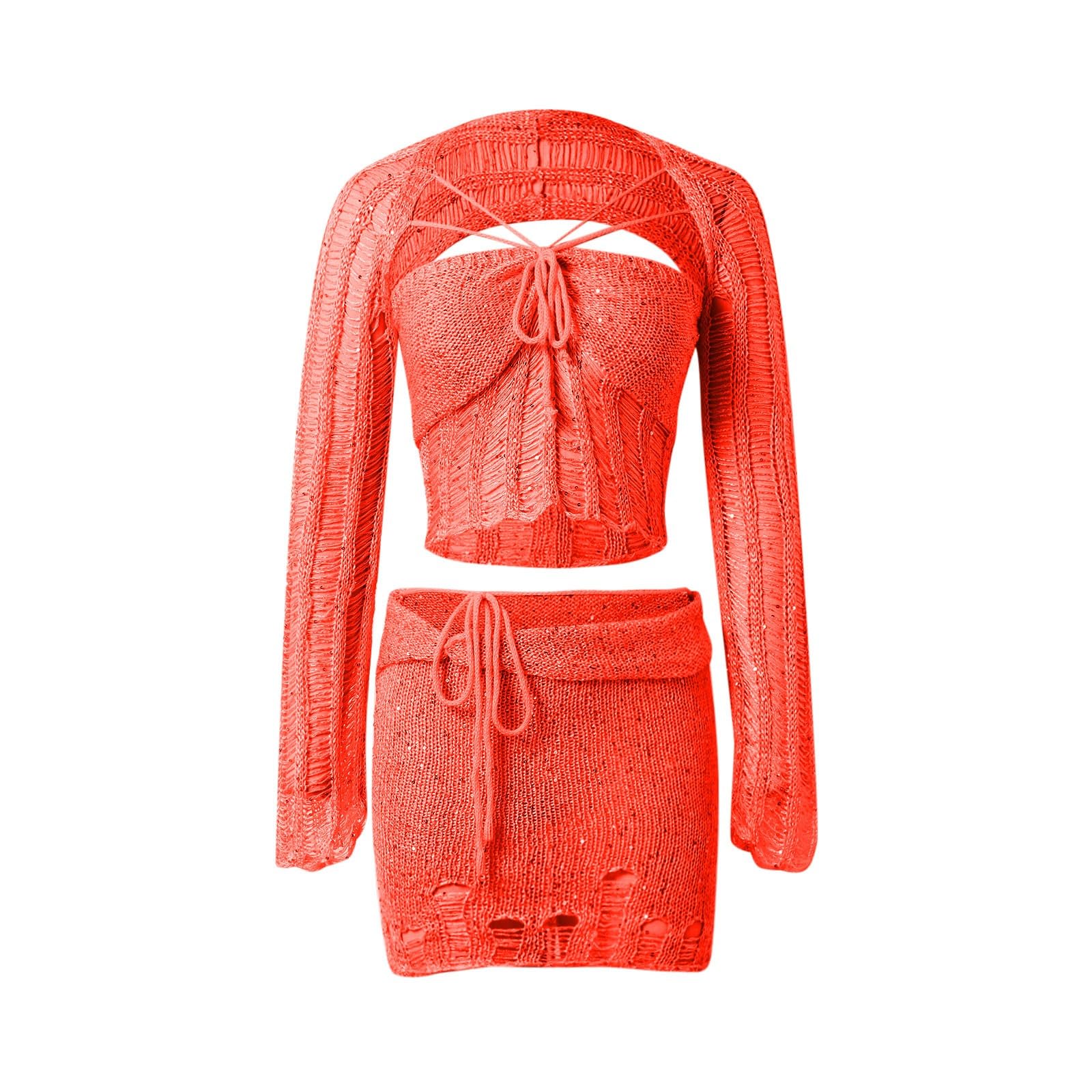 Generisch Set di vestiti sexy da donna, con paillettes, con fascia a tubo, un vestito e diversi abiti