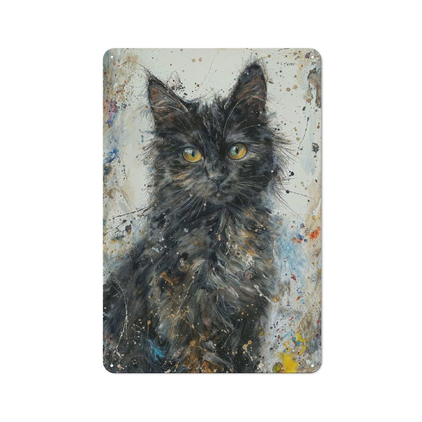 Junmoney Starryeyed Kitten Rustic Metal Wall Decor 30X20cm, Country Metal Sign For Kitchen, Cottage, Porch Or Garden Room