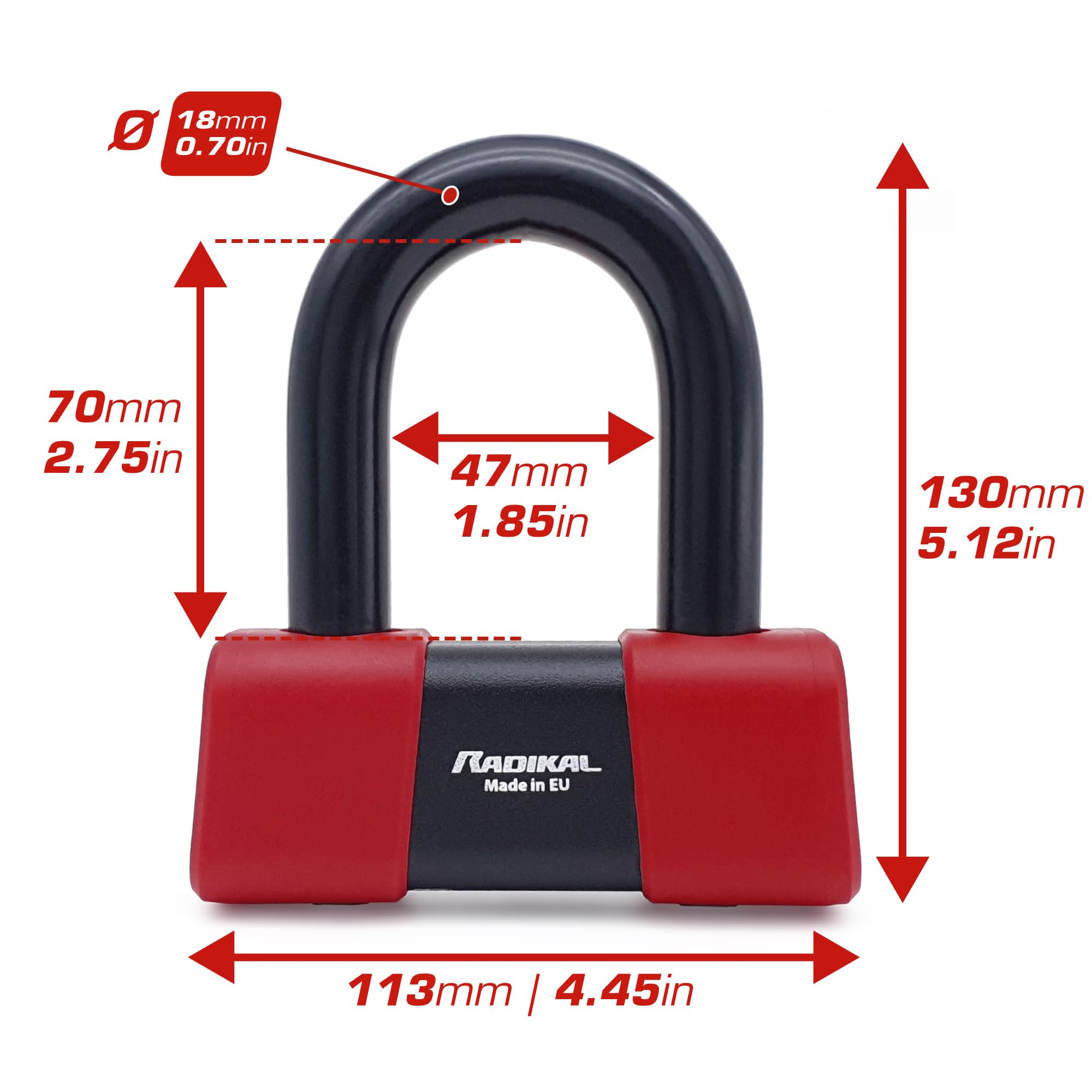 RADIKAL RK75120 Blocca Disco + Catena Alta Sicurezza Antifurto Moto Omologato CLASSE SRA, 120cm, Made in Europe