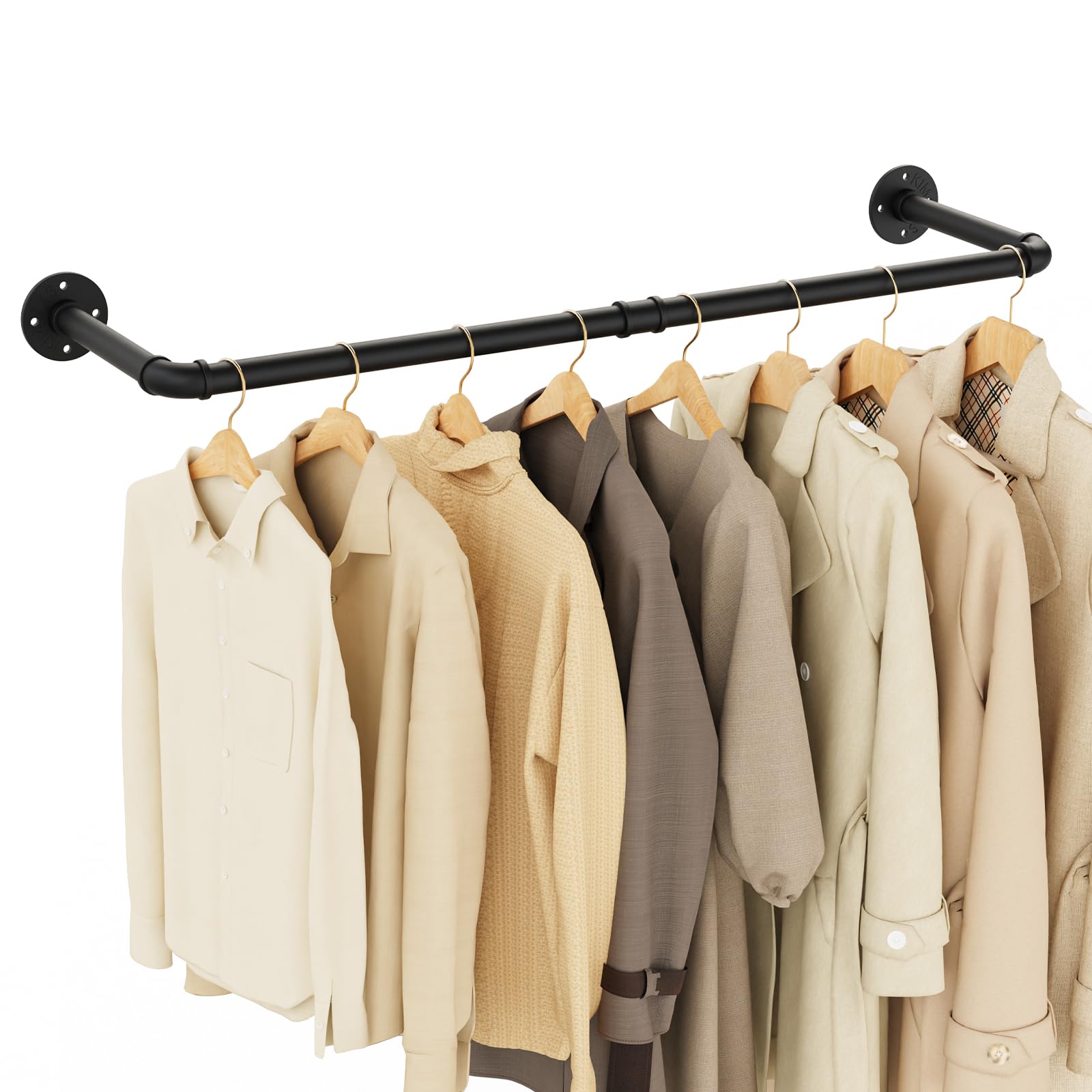Yawinhe 94cm Attaccapanni da Muro,1 Pack Barra Appendiabiti da Parete,Nero | Appendiabiti Per Tubo Industriale;Attaccapanni da Muro Industriale, Rimovibile Appendino,per Balconi e Camere da Letto