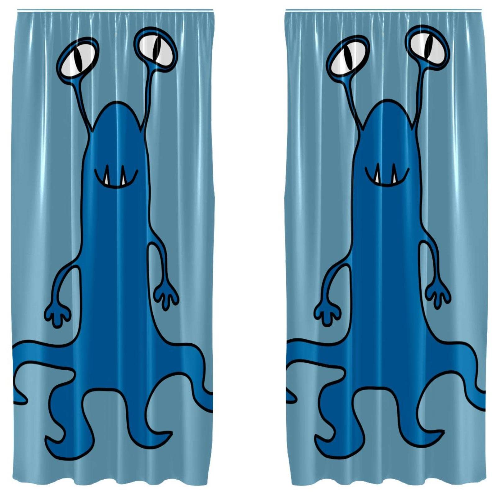 Rideaux occultants alien rigolos 2 pièces microfibre 140 x 213 cm