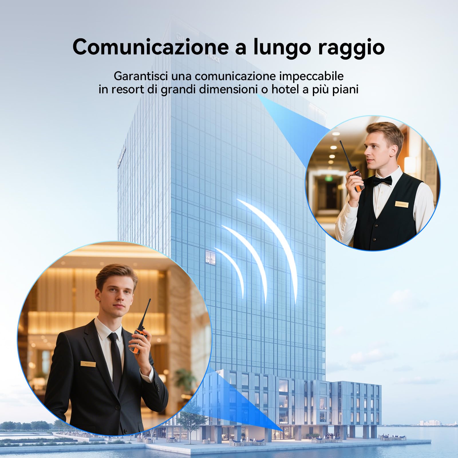 Retevis C66 Walkie Talkie Lungo Raggio, Ricetrasmittente Ricaricabile | Ricarica Rapida, CTCSS/DCS, per la Sicurezza Dell'hotel, Arancione, 4 Pezzi