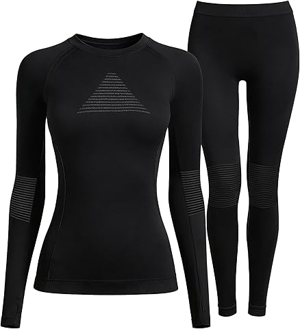 Ropa Termica Mujer Set Invierno Conjunto Ropa Interior Térmica Camiseta Manga Larga Pantalón Termico para el Frio Extremo Mallas Termicas
