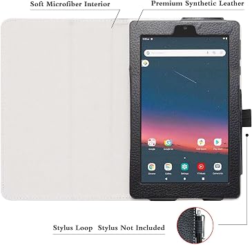 Bige for Onn 7 inch Tablet Case 2022,PU Leather Folio 2-Folding Stand Cover for Onn 7 inch (2022 Model:100071481) 7 Tablets (JUST Fit Onn 7 2022),Black