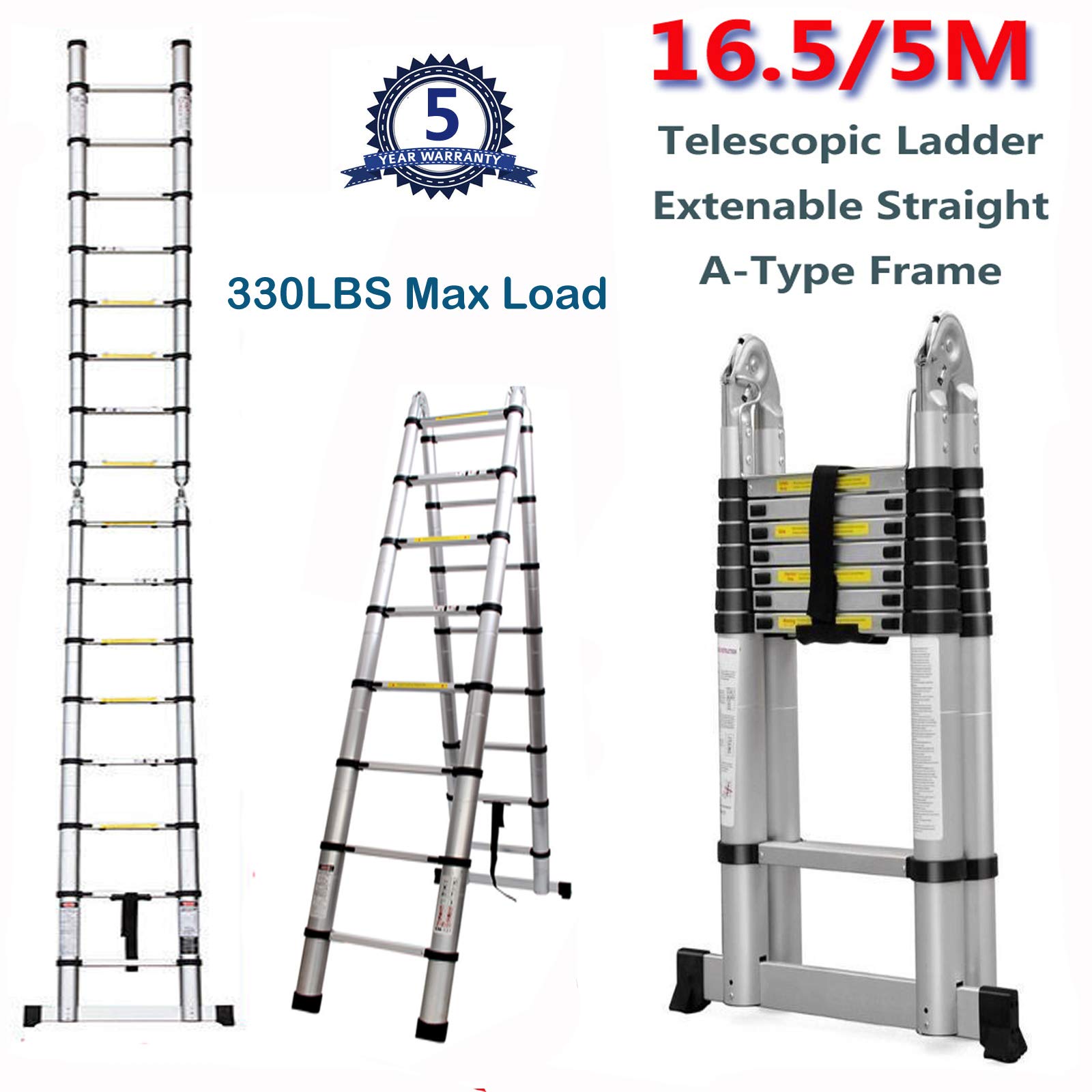 Buy Telescoping Ladder 16.5FT Aluminum Telescopic Extension Ladder
