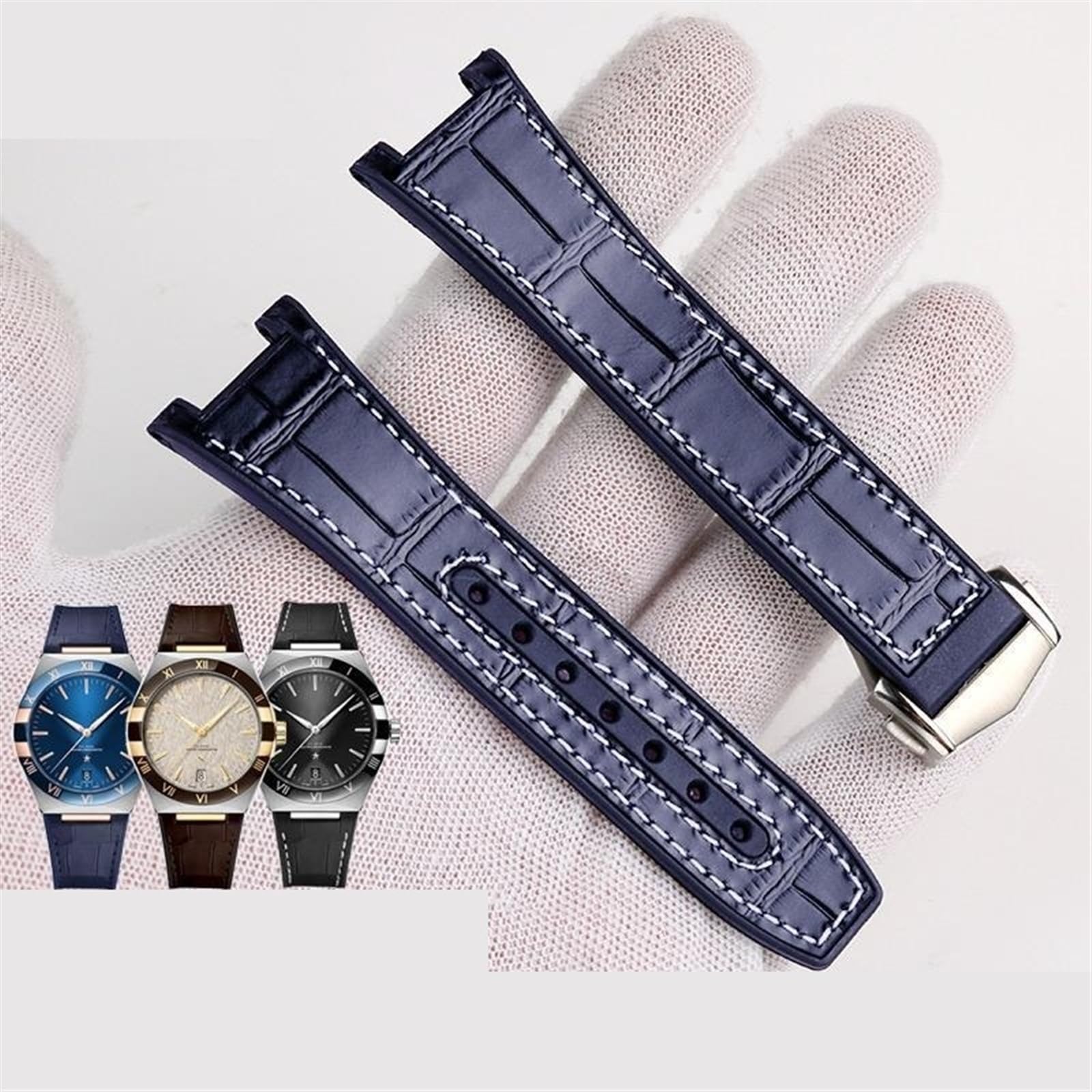 Sostituisce il cinturino Omega Constellation Double Eagle serie 131.133 Manhattan cinturino in pelle di vacchetta maschio cinturino osservatorio tacca 25-14mm