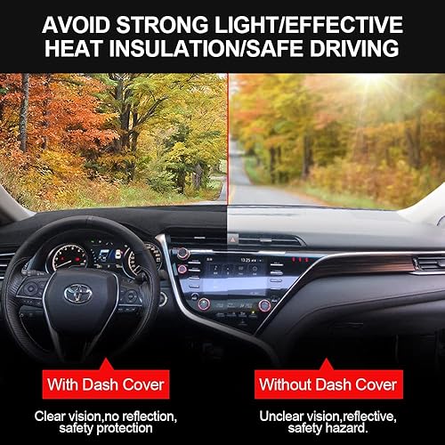 Miniatura 5 de HanLanKa Cubierta de salpicadero compatible con Lexus RX330 2004-2006, RX350 2007-2009, RX400h 2006-2008 en negro con agujeros centrales para