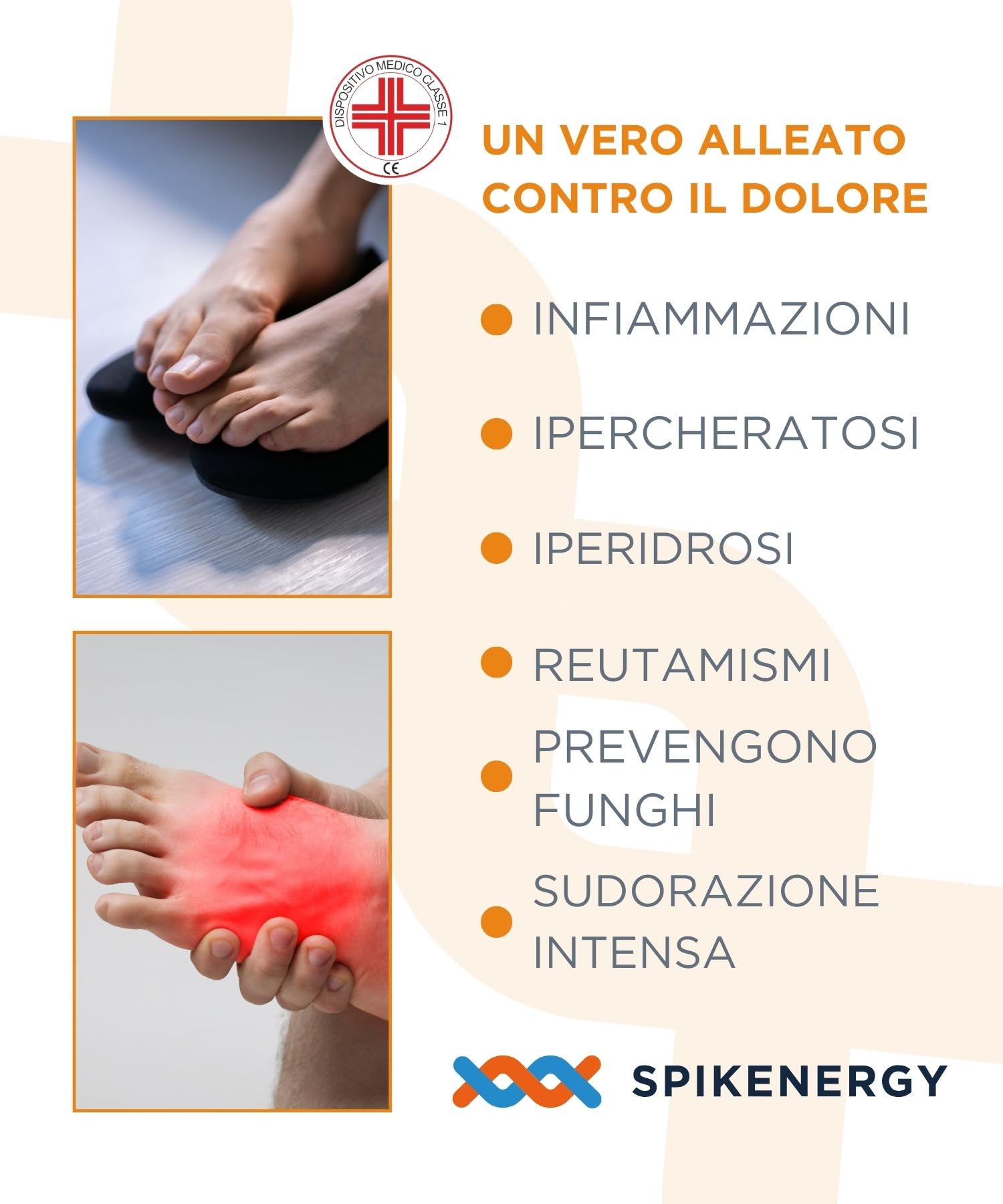 SPIKENEGY 3 Paia Fantasmini Uomo Donna per Sudorazione Eccessiva (Iperidrosi) Terapeutici Elettro Magnetoterapia - Anche Per Funghi, Rossori e Reumatismi, Dispositivo Medico Detraibile - Made In Italy