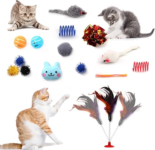 Miniatura 6 de Juguetes para gatos surtidos de juguetes para gatos, paquete de 26 juguetes para gatos, paquete variado para gatito, juguete de varita para gato,