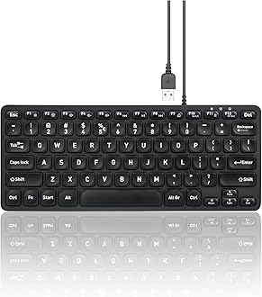 Perixx PERIBOARD-432 Wired Mini USB Keyboard - X Type Scissor Keys - Big Print Keys - US English, Black