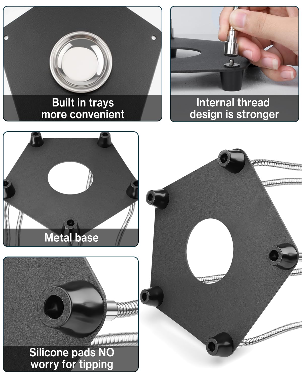 Station De Soudage Troisième Main Avec Loupe 3X – Bras Flexibles, Pince Crocodile, Base Métal Stable Pour Électronique Et Bricolage