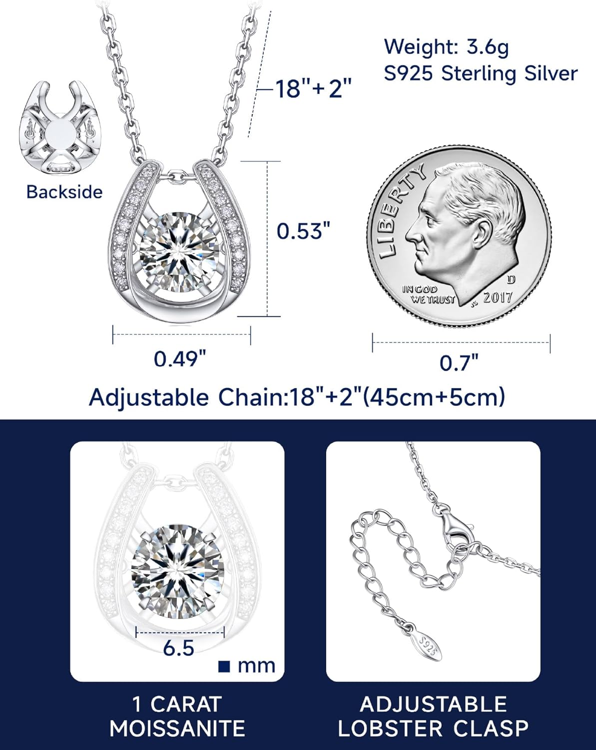 MomentWish Necklace for Women, Sparkling Gift for Her, 1Carat Moissanite Heart Pendent for Her, 925 Sterling Silver Dance Necklace for Anniversary Christmas Valentines - Image 7