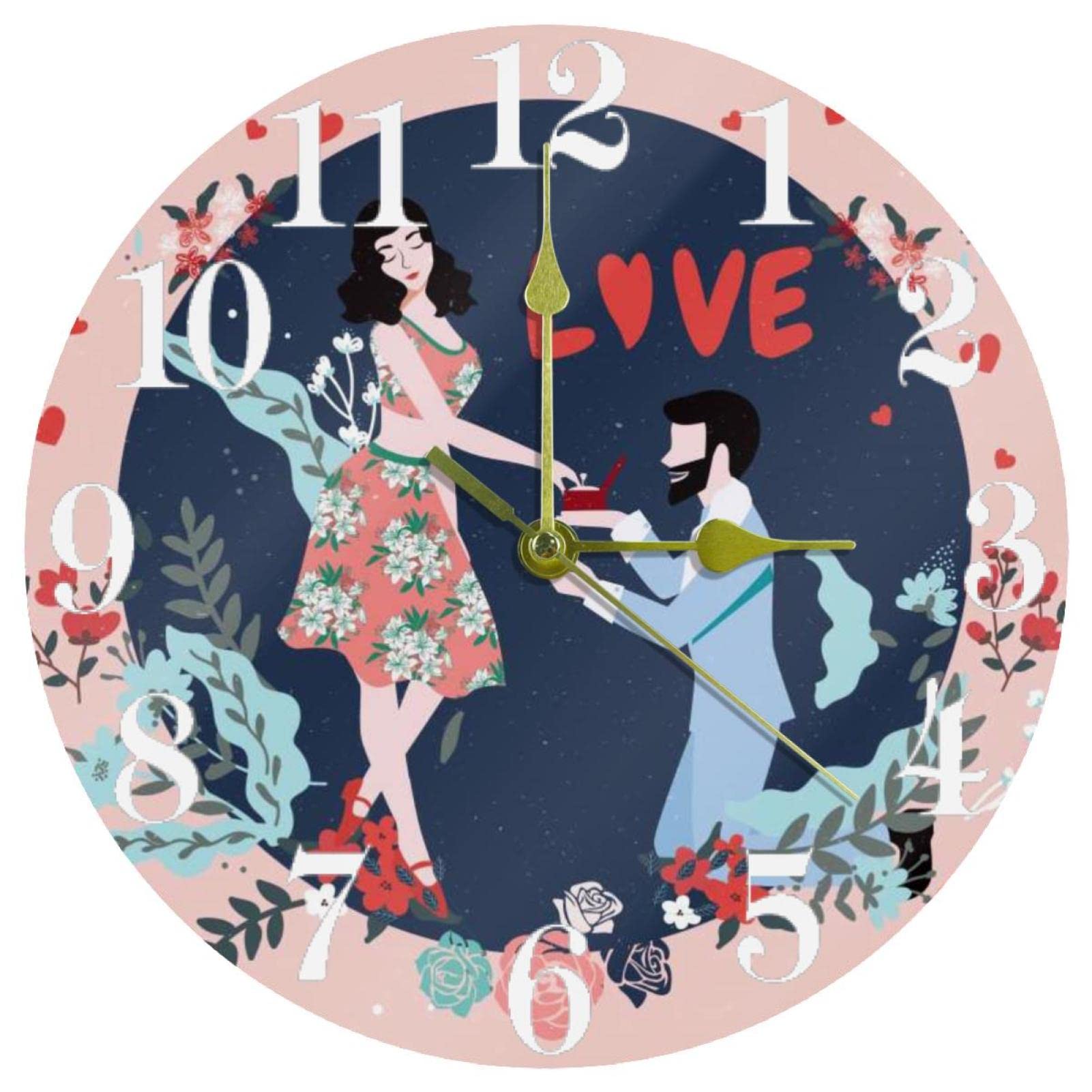 Horloge murale de fiançailles mignonne pour cuisine et maison