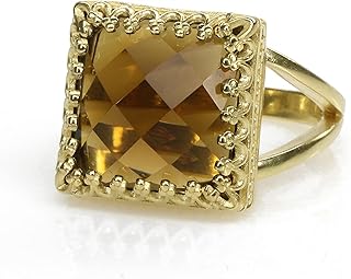 Anemone Jewelry Feminine Quartz Ring - Faceted Square Smoky Quartz in 14k Gold-filled Ring Band - Handcrafted 14k Jewelry for Any Occasion - Women Jewelry Sizes 3-12.5 - Free Gift Box