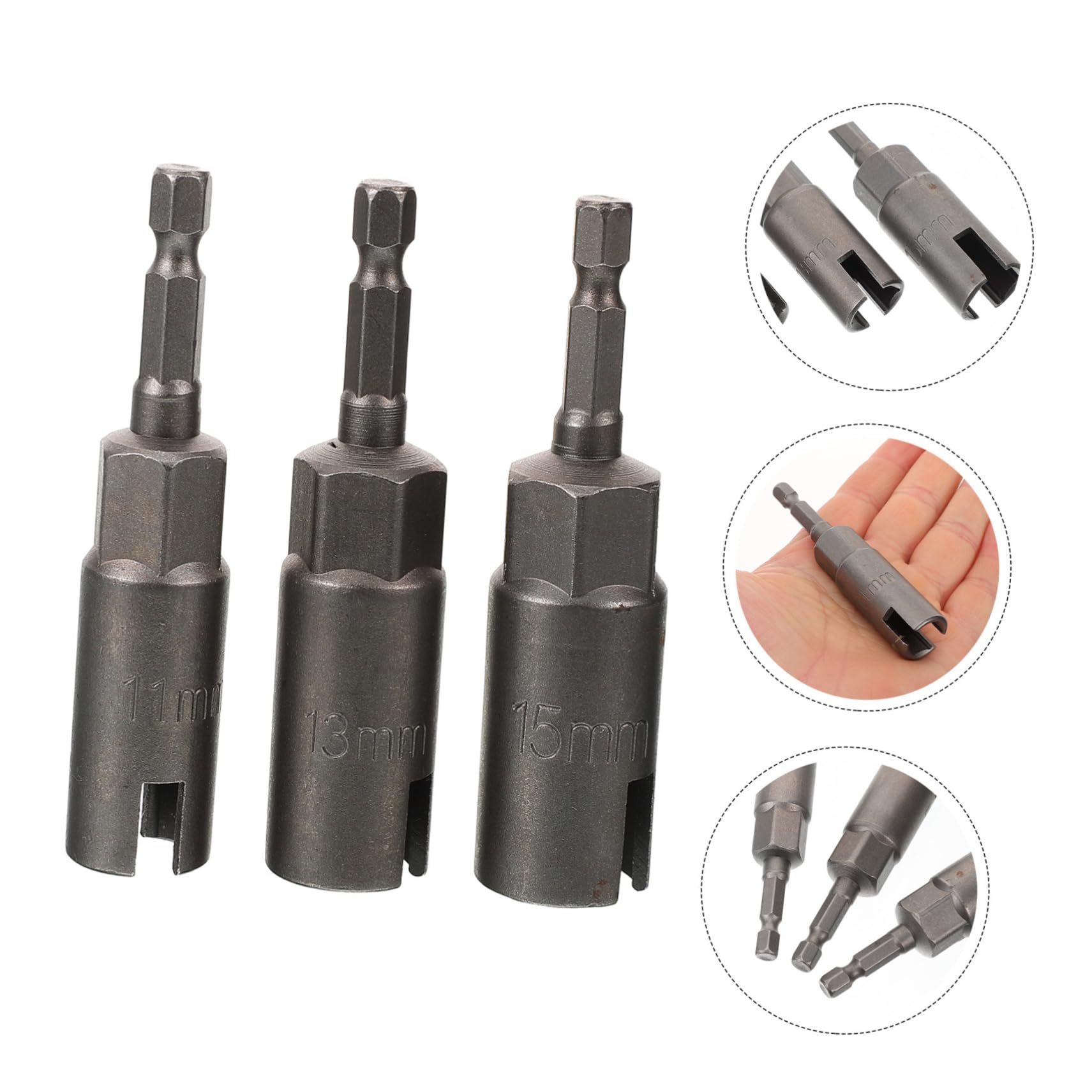Operitacx 5 Set Presa Esagonale Caldo Vite Chiave Inglese Adattatore Per Avvitatore Ad Impatto Presa Per Punta Da Trapano Per Dado Ad Alette -v (acciaio Al Cromo Vanadio) Argento 3 Pezzi*5