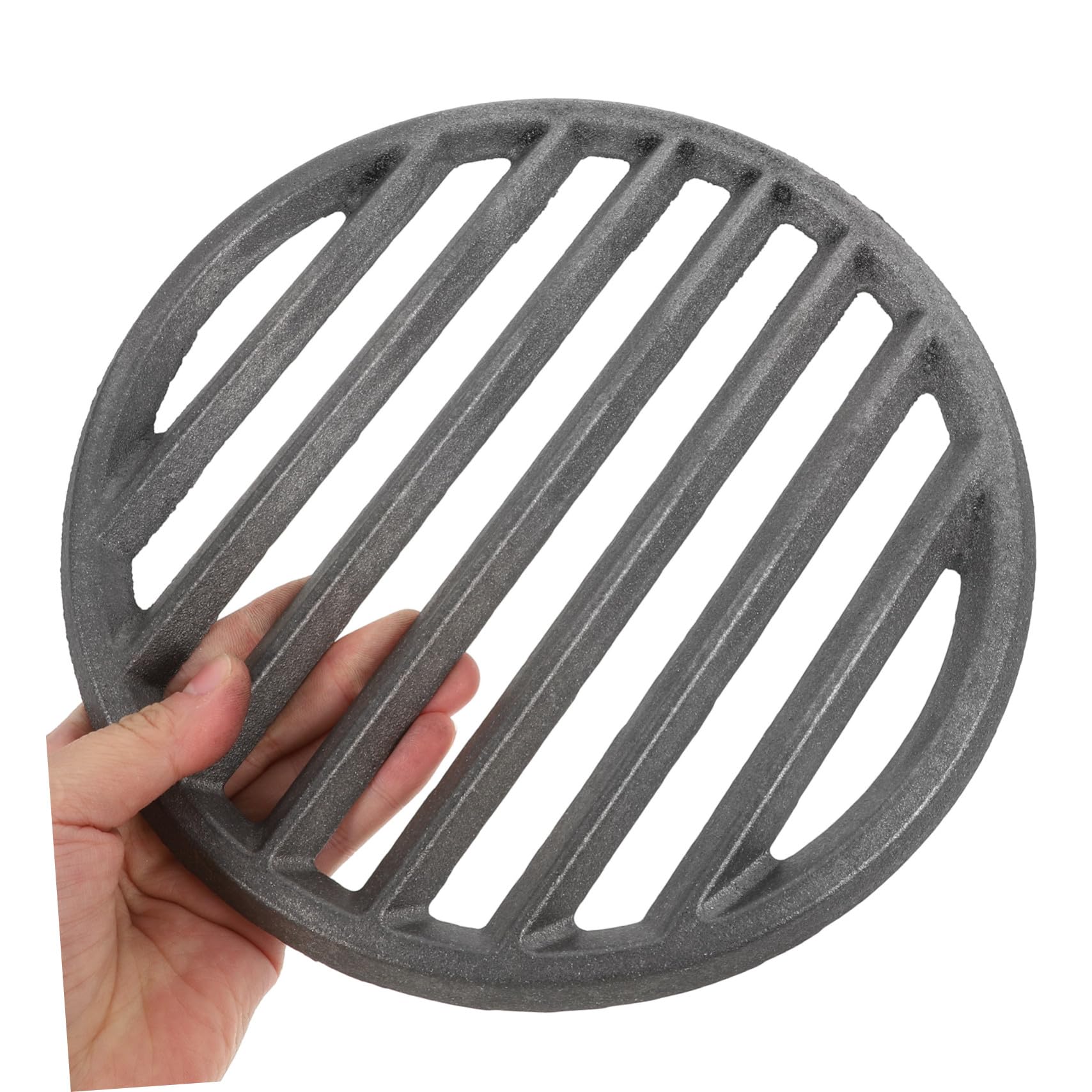 DOITOOL Griglia in Ghisa Rotonda per Barbecue All'aperto, Rete Resistente per Grigliare Carbone, Piastra 22 Cm per Focolare Alta Ritenzione Termica e Distribuzione Uniforme del Calore