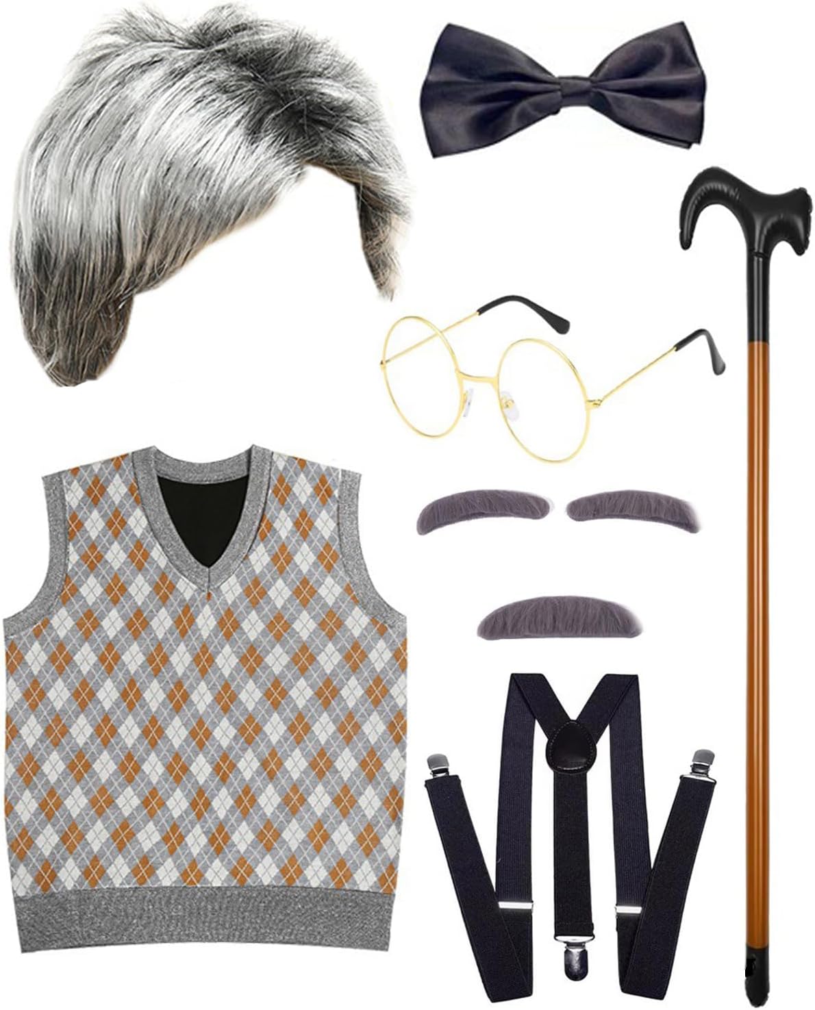 Boy 100 Days of School Old Man Grandpa Dress up Outfit Accessories