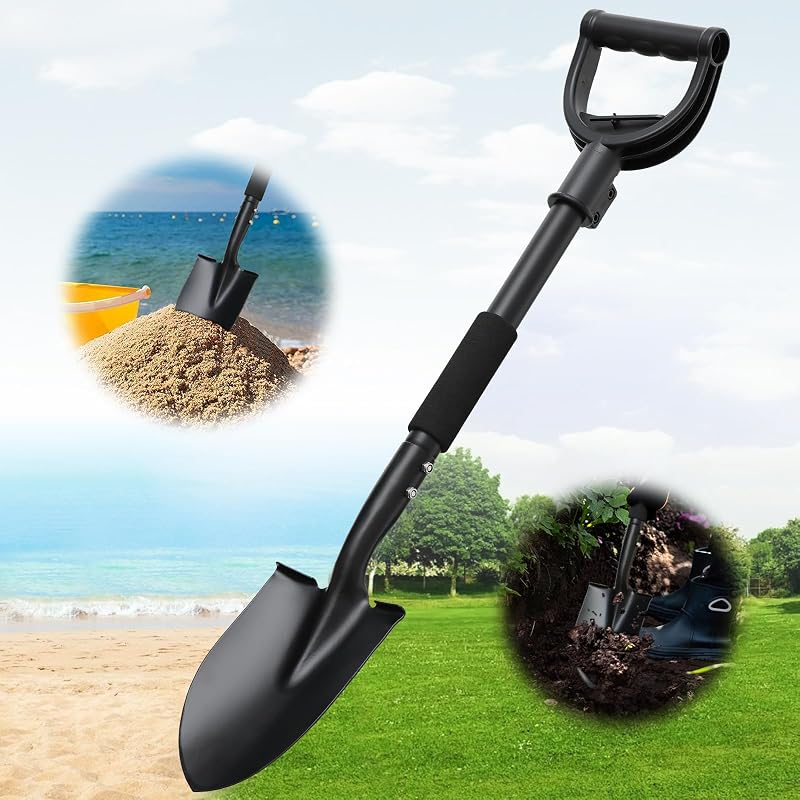 Pala de jardín, pala de jardín pequeña de 31 pulgadas, pala de excavación pequeña plana de metal liviano para jardinería para niños, plantación, jardinería, camping, automóvil, mini pala - pala de 6 pulgadas de ancho