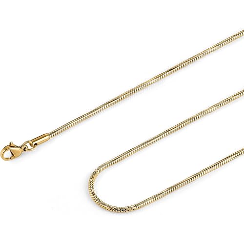 HZMAN Stainless Steel Snake Chain Necklace for Men Women Length 16-30''