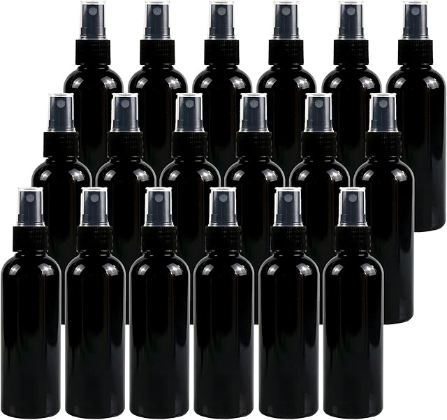 TIANZD 24 Pieces Empty 100 ml Black PET Plastic Fine Mist Pump Spray Bottles with Black Top Portable Sprayer for Perfume Water Cosmetic Travel Containers Refillable, 2X Funnel