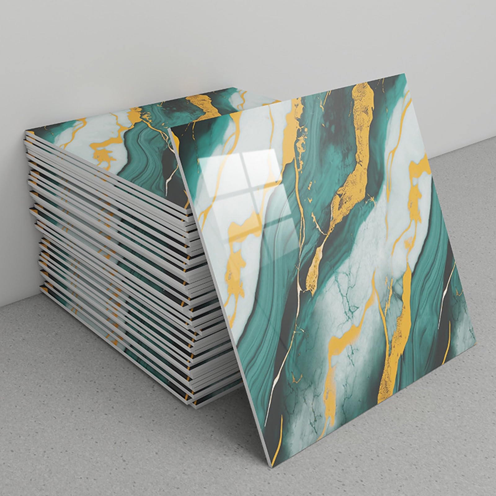 Hgasopld B10 Marble Tile Stickers, Peel And Stick Backsplash Tiles, Marble, Pack Of 30, 30X30 Cm