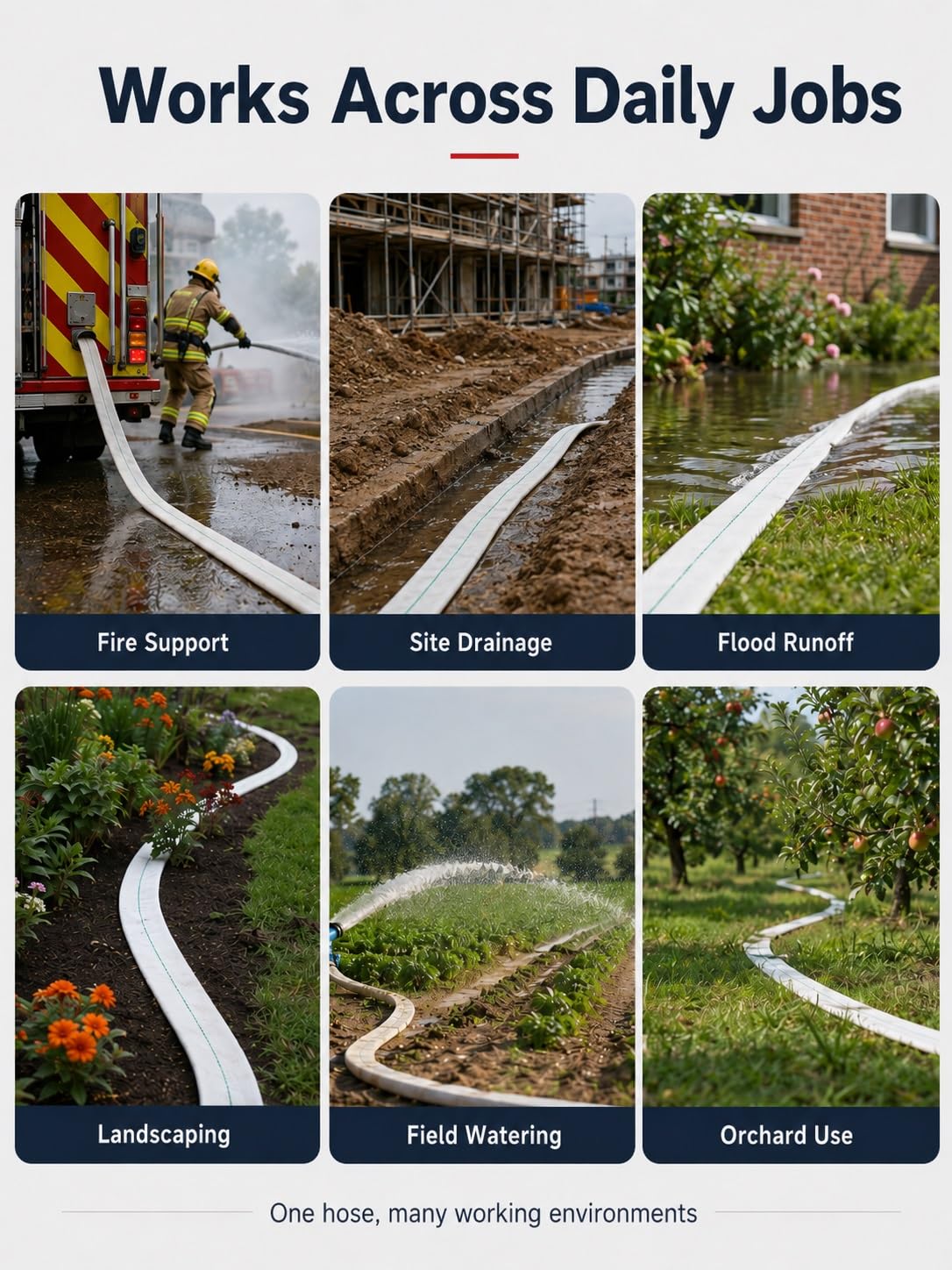 Manguera contra incendios plana, manguera ignífuga para agua, tubo flexible de descarga, línea de impulsión para bomba, riego, drenaje y transferencia de agua(4 in,30 meters)