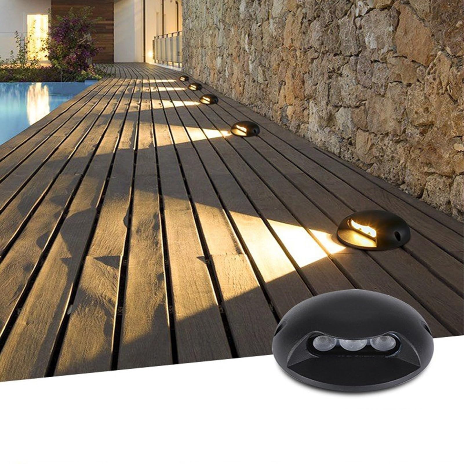 Luces Led Exterior - Foco Led Jardín, Luces De Cubierta Montadas En Superficie Con Iluminación De 1 Lado A Prueba De Agua IP65, CA/CC De Bajo Voltaje 12-24V Para Jardín Camino Pared Escalera(Red,4W-DC