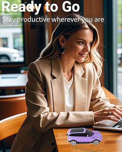 Miniatura 3 de Ratón inalámbrico lindo morado para coche, portátil compacto y divertido, divertido ratón USB para laptop, computadora, tableta, MacBook, niños,