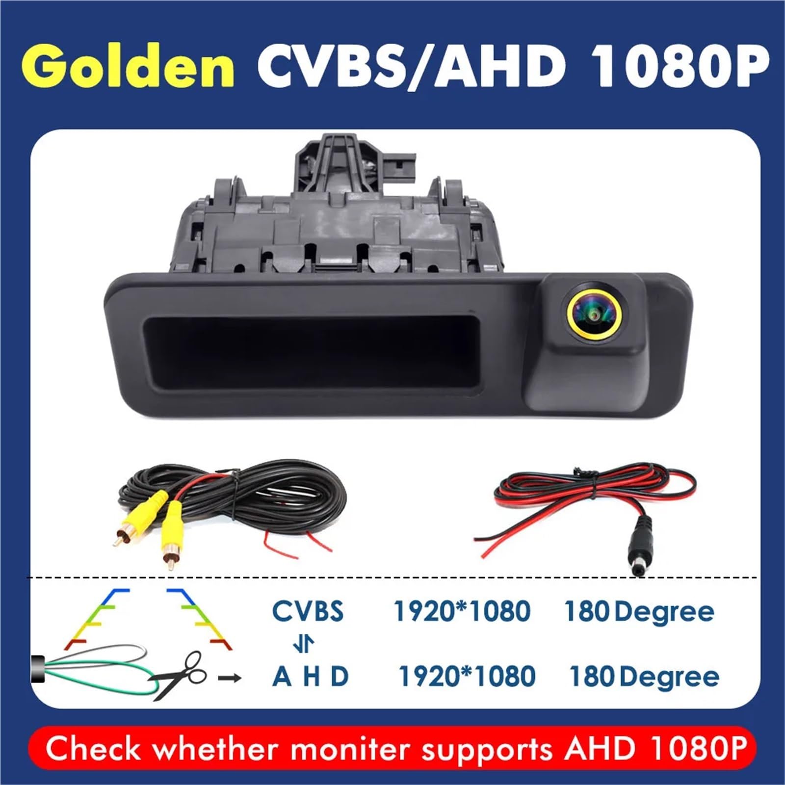 Telecamera Retromarcia Telecamera Posteriore per Veicoli 4K AHD 1080P per BMW per Serie 5 F10 F11 per Serie 3 F30 F31 F32 X3 F25 X4 F26 X5 F15 X6 F16 Retrocamera Auto(CVBS AHD 1080P)