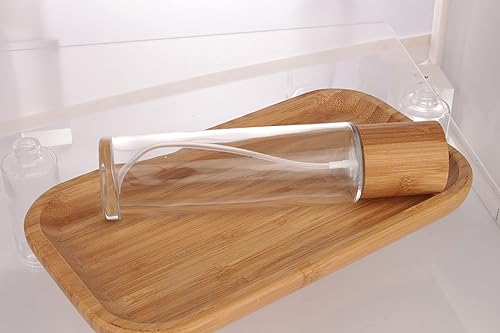 Miniatura 5 de COSIDEA Botella de spray de vidrio transparente con tapa de bambú vacía de 4 oz/4.1 fl oz con cabezal de despenser de niebla fina para recipientes