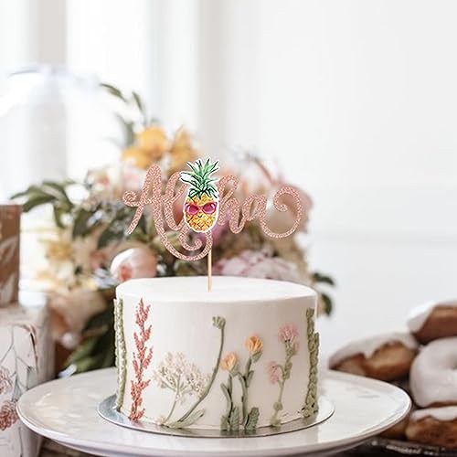 Miniatura 7 de 1 paquete de decoración para tarta Aloha con purpurina de piña hawaiana de verano, decoración de pastel de frutas tropicales para verano, baby