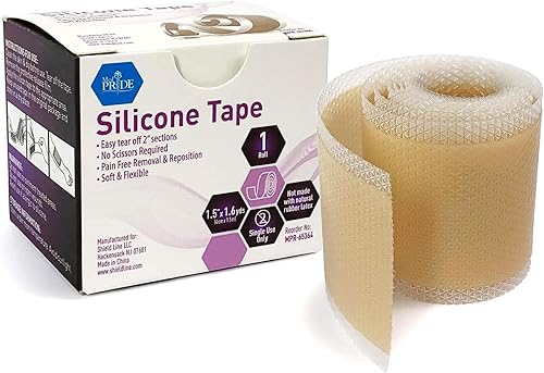 MED PRIDE Rollo de cinta de silicona de grado médico para heridas y cicatrices, 1.5 pulgadas x 1.6 yardas, extracción sin dolor, fácil de rasgar,
