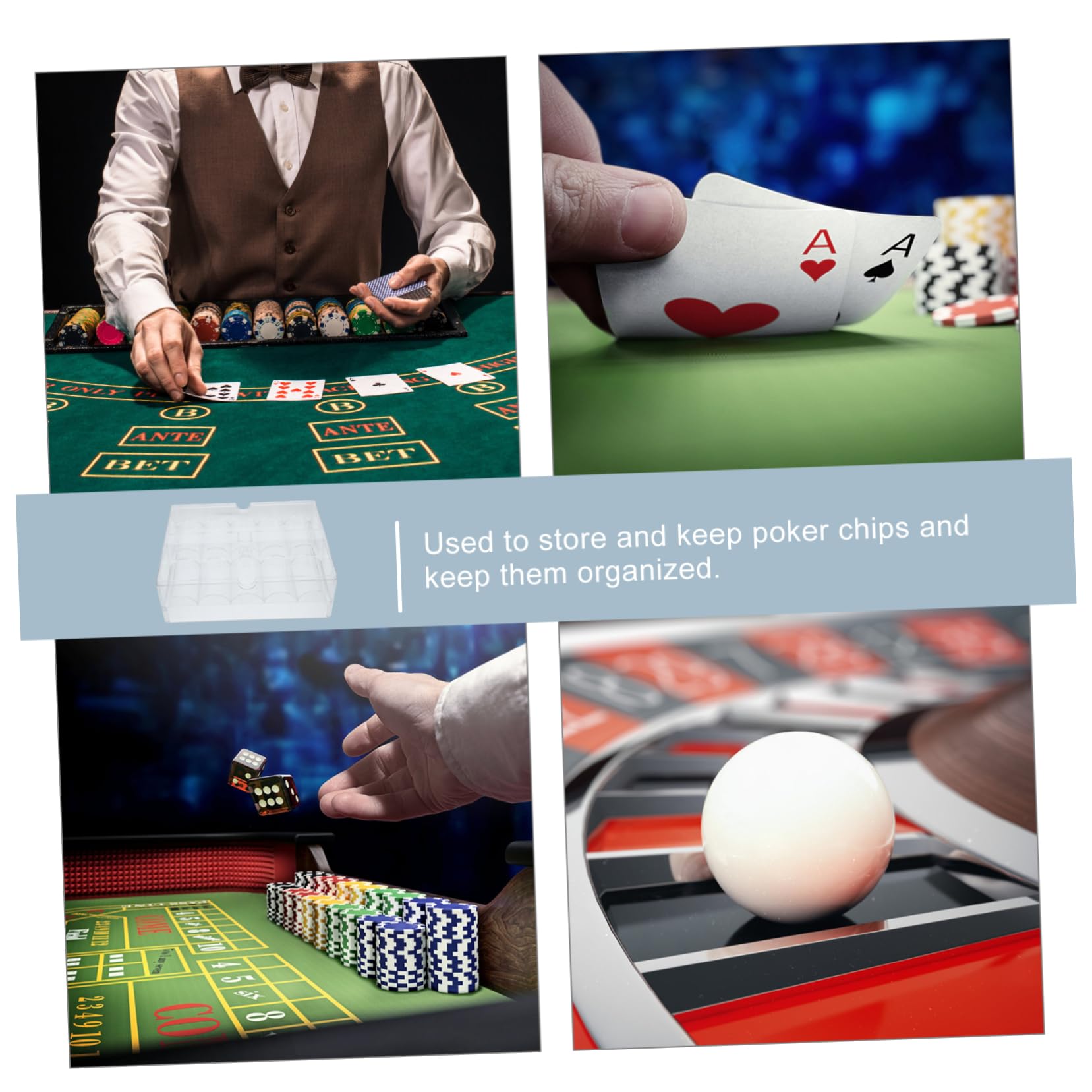 KICHOUSE Boîte Transparente à Jetons Poker Acrylique Avec Couvercle Organiseur Pratique Pour Rangement De Jeu Et Antidérapant Jetons Rangement Facile Et Esthétique