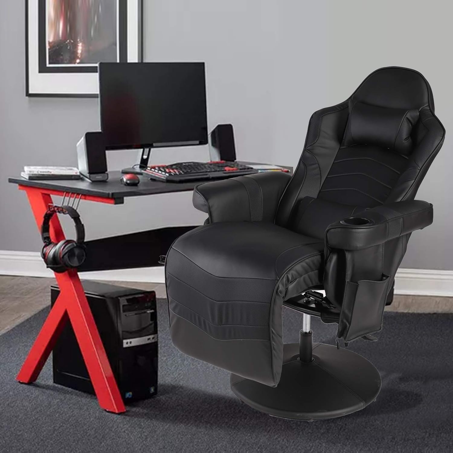 Buy Vuyuyu Massage Video Gaming Recliner Chair Ergonomic Backrest Seat Height Adjustment Swivel Recliner Pu Leather High Back Computer Office Chair With Cupholder