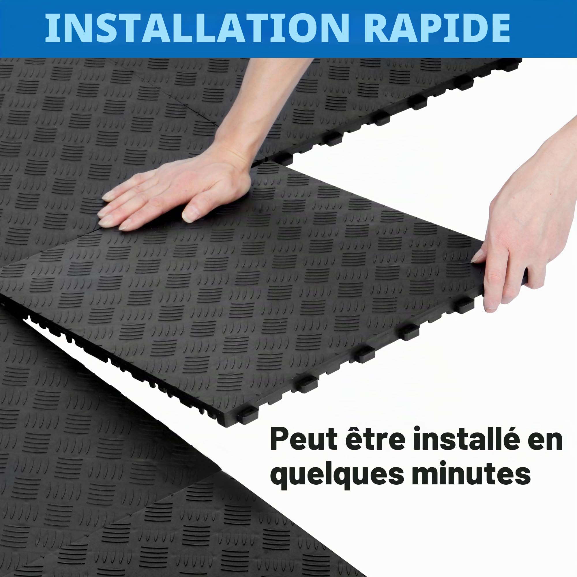 Bimiti Lot de 20 Tapis de Sol de Garage en PVC - 40 x 40 cm - Carreaux Antidérapants en Caoutchouc